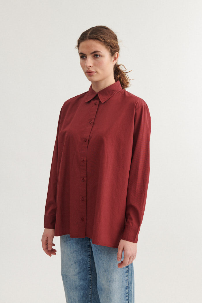 Basic Apparel Vilde Loose Shirt Shirts 792 Bordeaux Truffle
